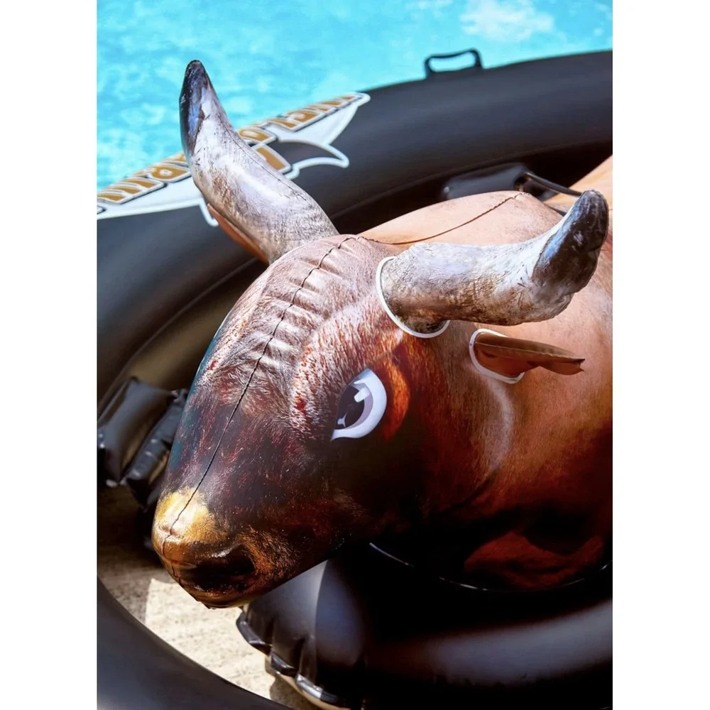 Inflatable Bull Pool Toy Adult Play Large Bull Ride Party MSRP 110 - Picture 3 of 8